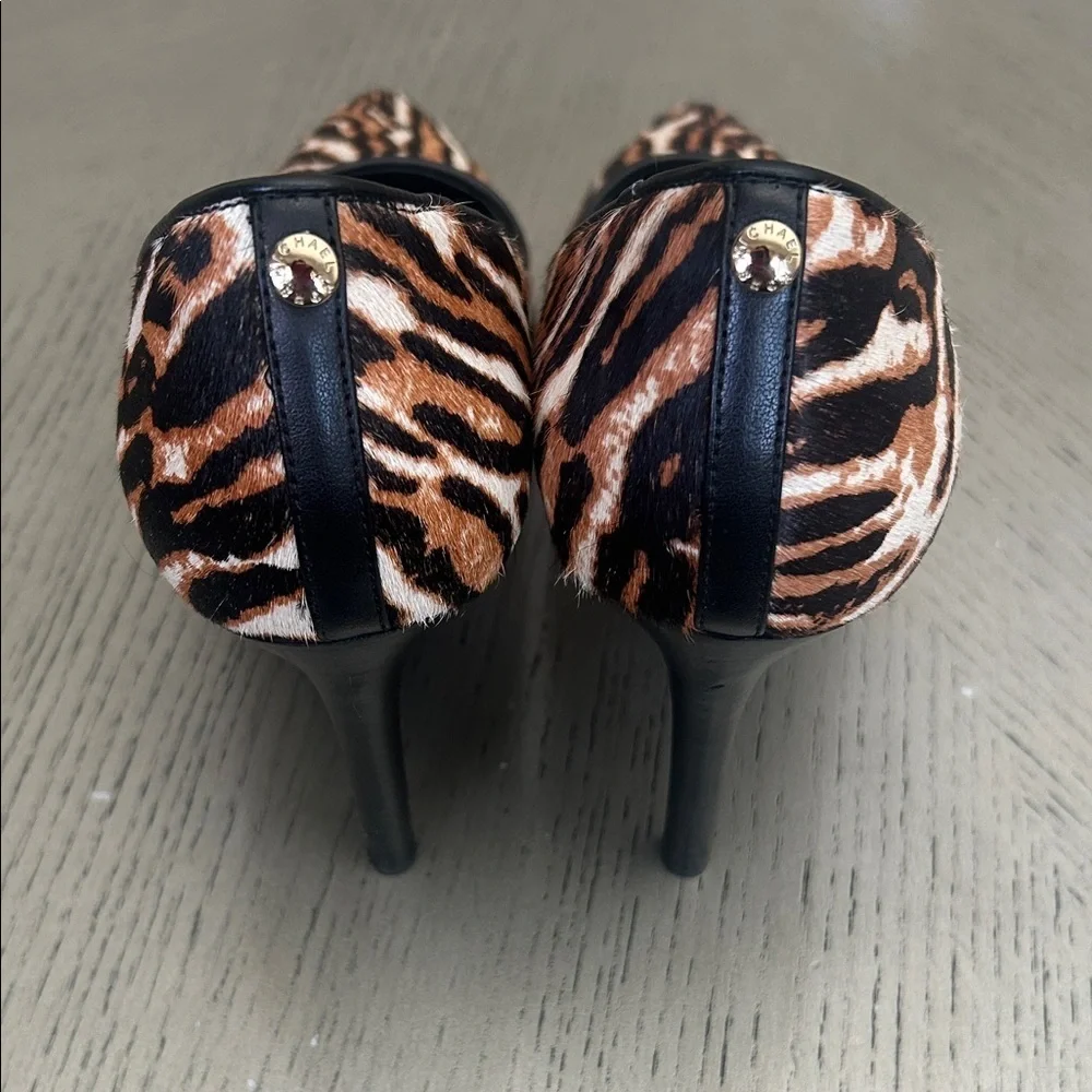 Michael Kors Dorothy Flex Pump Tiger  Print Calf Hair - Camel size 7.5